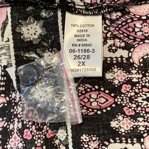 Only Necessities Cotton Floral Kaftan Muumuu House/Patio Dress 2X Pink 297F - Picture 8 of 9